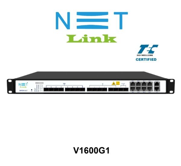 NETLINK V1600G1L3 GPON OLT – 8 PON, L3 Switching, Dual Power, Auto Upgrade