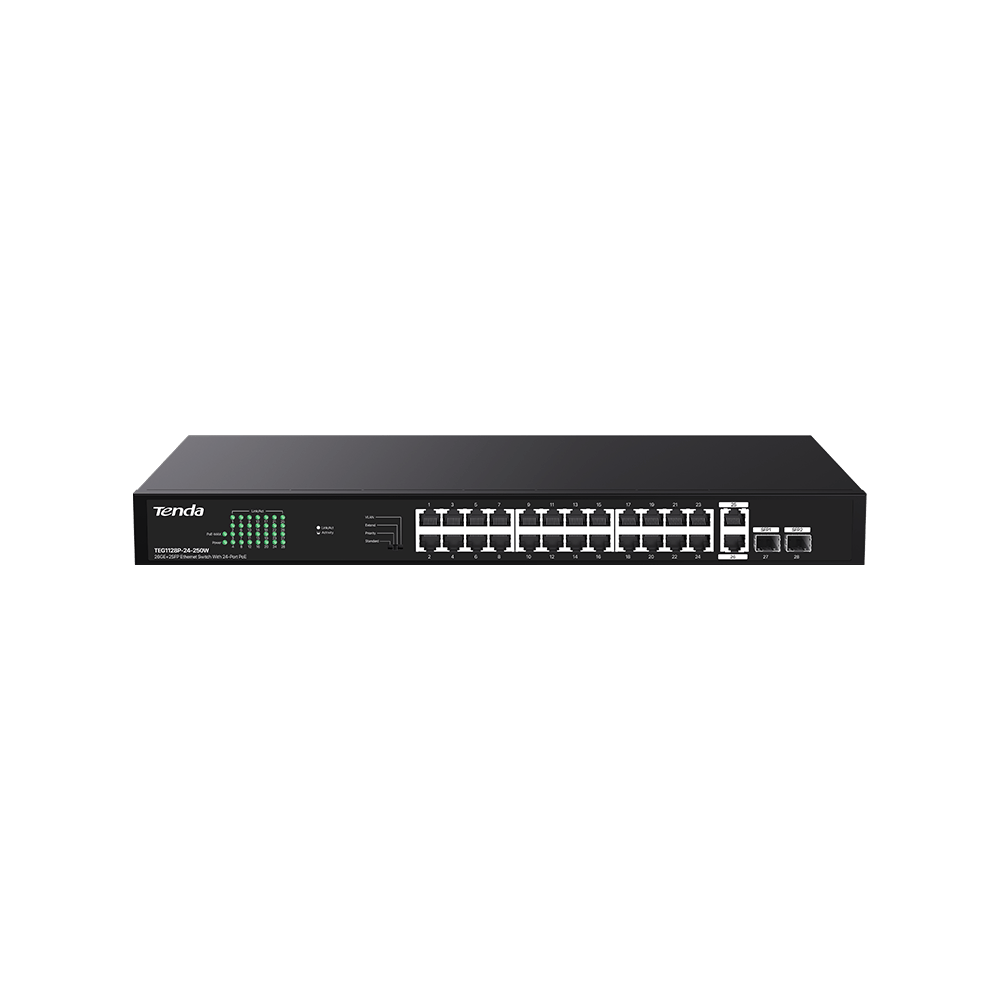 Tenda TEG1128P-24-250W 26GE+2SFP Ethernet Switch