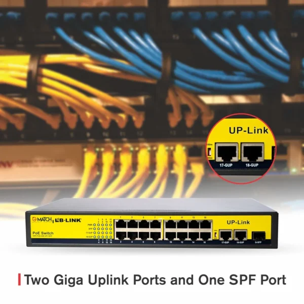 Match LB-Link 16 Port PoE Switch with 2 Uplink Ports and 2 Fibre Port - Image 3