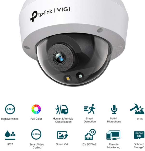 CCTV - Camera TP-LINK VIGI C250 5MP 4mm Full-Color Dome Network IP CAMERA - Image 3