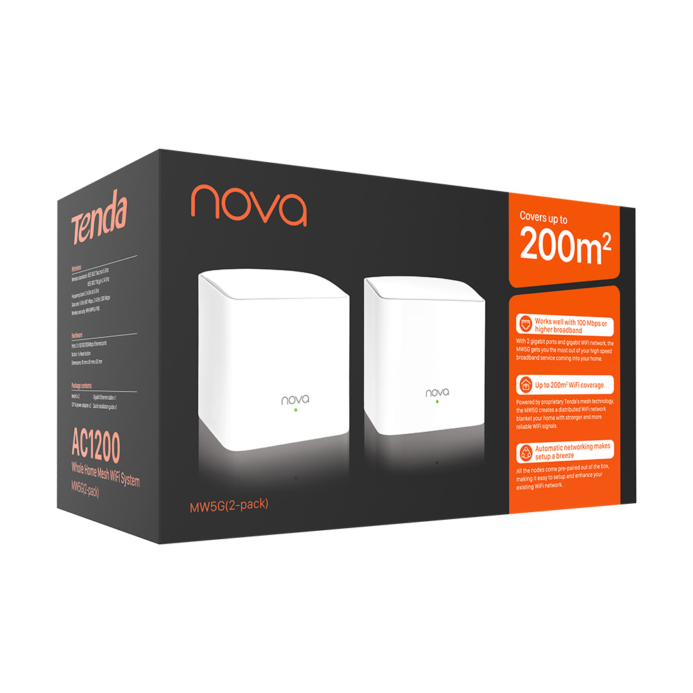 TENDA Home Mesh WiFi ROUTER System MW5G 2-Pack AC1200 - Image 4
