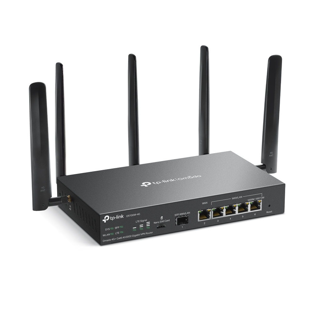 TP-Link ER706W-4G V2 Omada 4G+ Cat6 AX3000 Gigabit VPN Gateway – Dual-Band Wi-Fi 6, SDN Integrated, Multi-WAN, Cloud Managed - Image 4