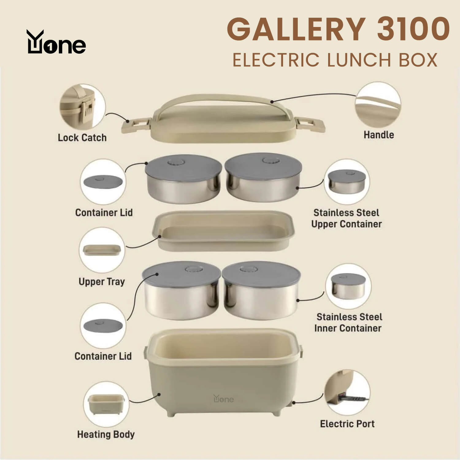 YuOne Gallery 3100 Electric Lunch Box - Image 2