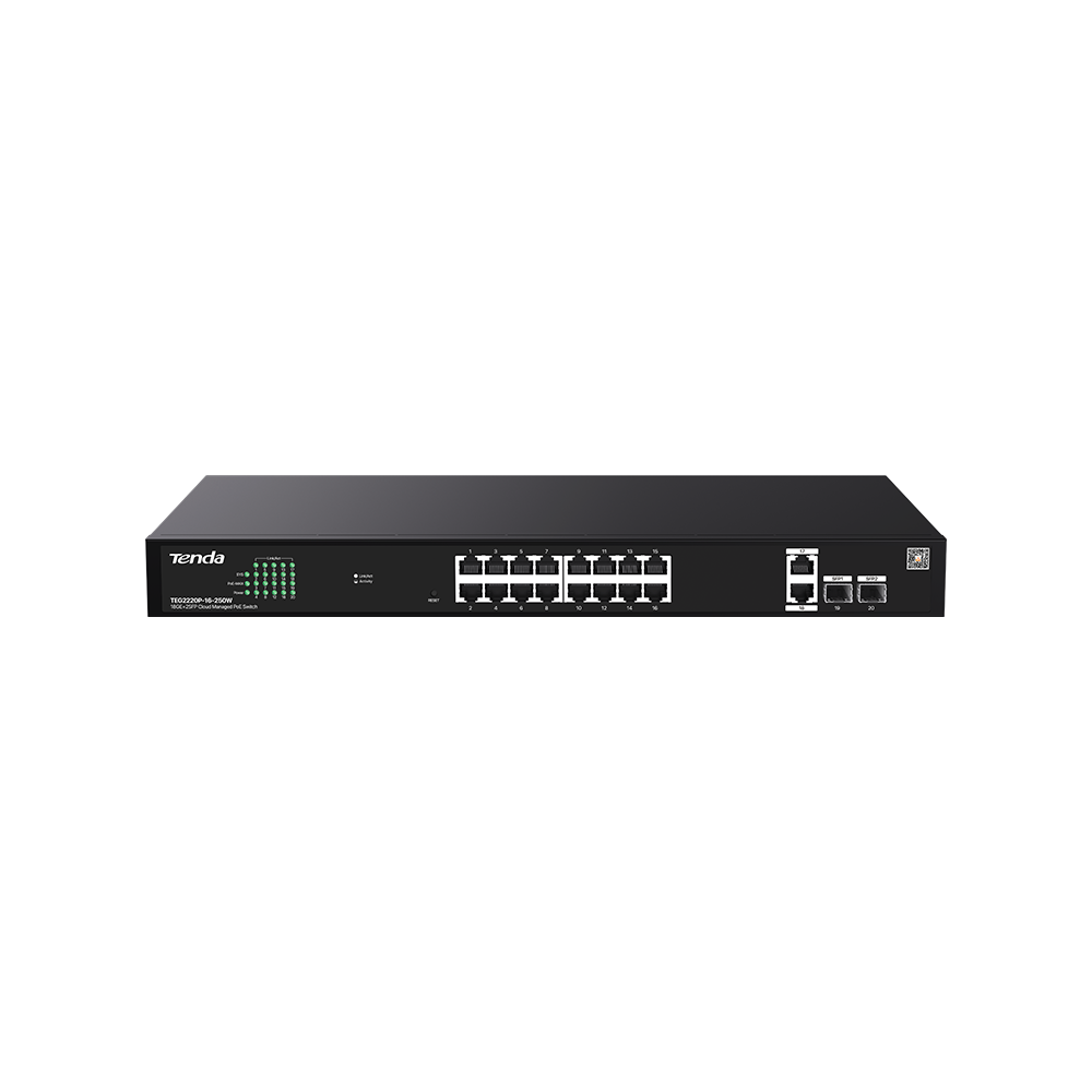 Tenda TEG2220P-16-250W 18GE+2SFP Cloud Managed PoE Switch