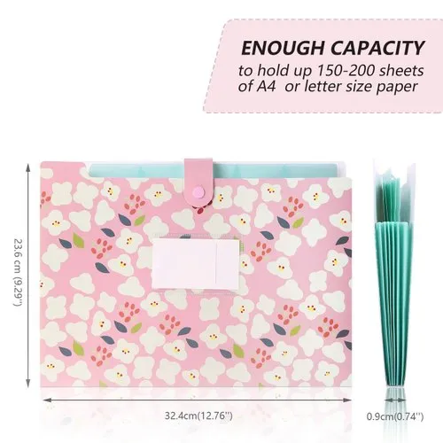 Plastic File Folder with 5 Pockets – A4 Size, Snap Closure - Image 5