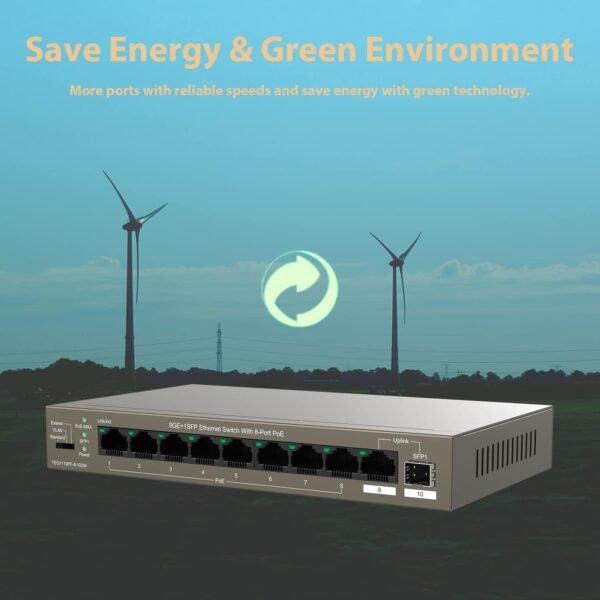 Tenda TEG1110PF-8-120W 9GE+1SFP Ethernet Switch With 8-Port PoE