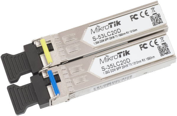 Mikrotik SFP S-3553LC20D | 1.25G Dual LC Single-Mode Module Kit (20Km Pair)