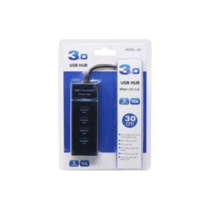 High-Speed USB 3.0 Hub – 4 Port Expansion, 5Gbps Data Transfer, Compact Design, Black