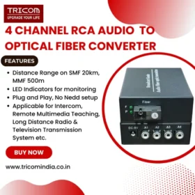 TRICOM -4ch RCA to fiber- 4 Port RCA Audio to Optical Fiber Converter 20KM