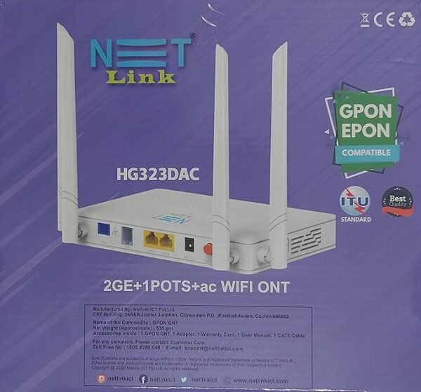 NETLINK GPON ONT 2GE+1POTS+ac WIFI (HG323DAC 256RAM)