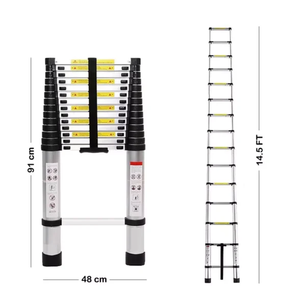 Telescopic Stainless Steel Ladder 4.42 m (14.5 Ft) 15 Step