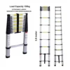 Telescopic Aluminium Ladder 3.8m (12.46 feet) Portable and Compact | Extension Multipurpose Step Ladder for Home and Outdoor | Anti-Slip Rubber Shoes