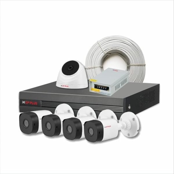 CP PLUS CP-UCK-TD41N-B1 2.4MP HD CCTV Kit – 4 Bullet Cameras, 1 Dome Camera, 8 Channel DVR with Accessories