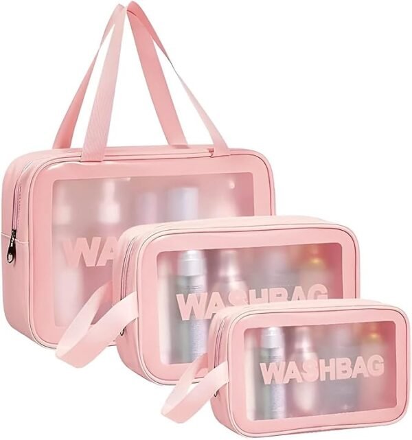 3-Piece Transparent Makeup Organizer Pouch Set
