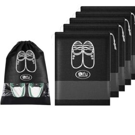 Lify Fabric Shoe Bags (Set of 6) – Transparent & Black